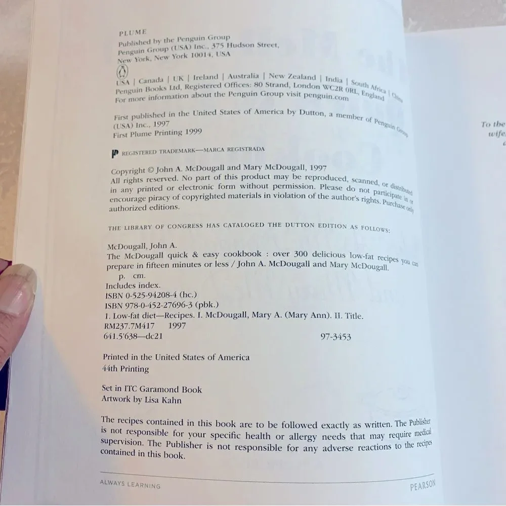 The McDougall Quick & Easy Cookbook - McDougall - SC 1999